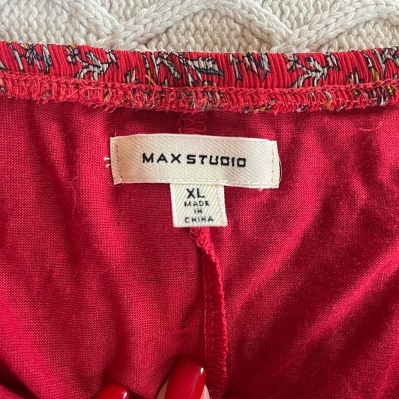 Max Studio Rich Red Floral Pattern Stretch Skirt Women’s Size XL - Picture 8 of 12